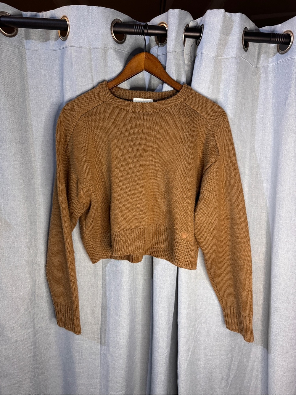 Loulou Studio Cropped Crewneck Sweater - Caramel Brown